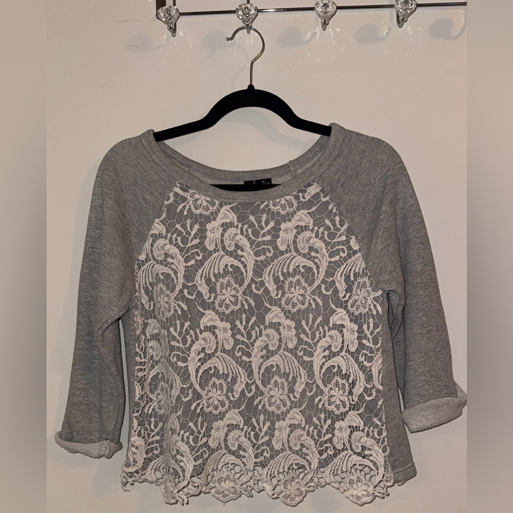 lace front sweatshirt